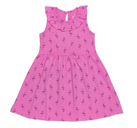 H by Hamleys Girls Short Sleeves Dress Flamingo Print-Pink