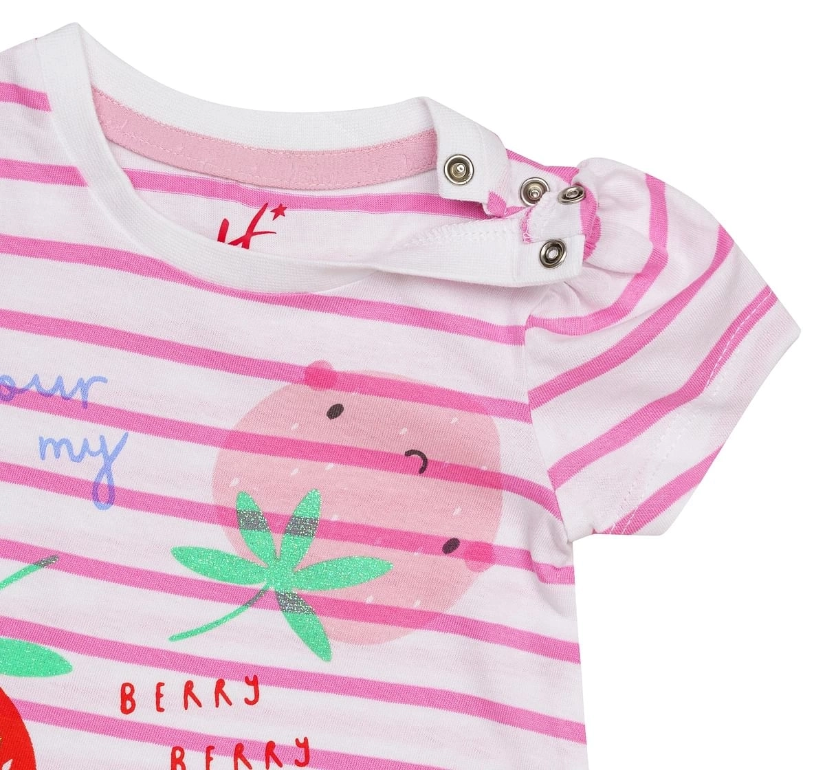 H by Hamleys Girls Short Sleeves Top Strawberry Print-Multicolor
