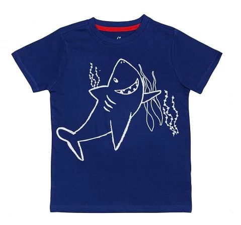 H by Hamleys Boys Short Sleeves T-Shirt Shark Print-Navy
