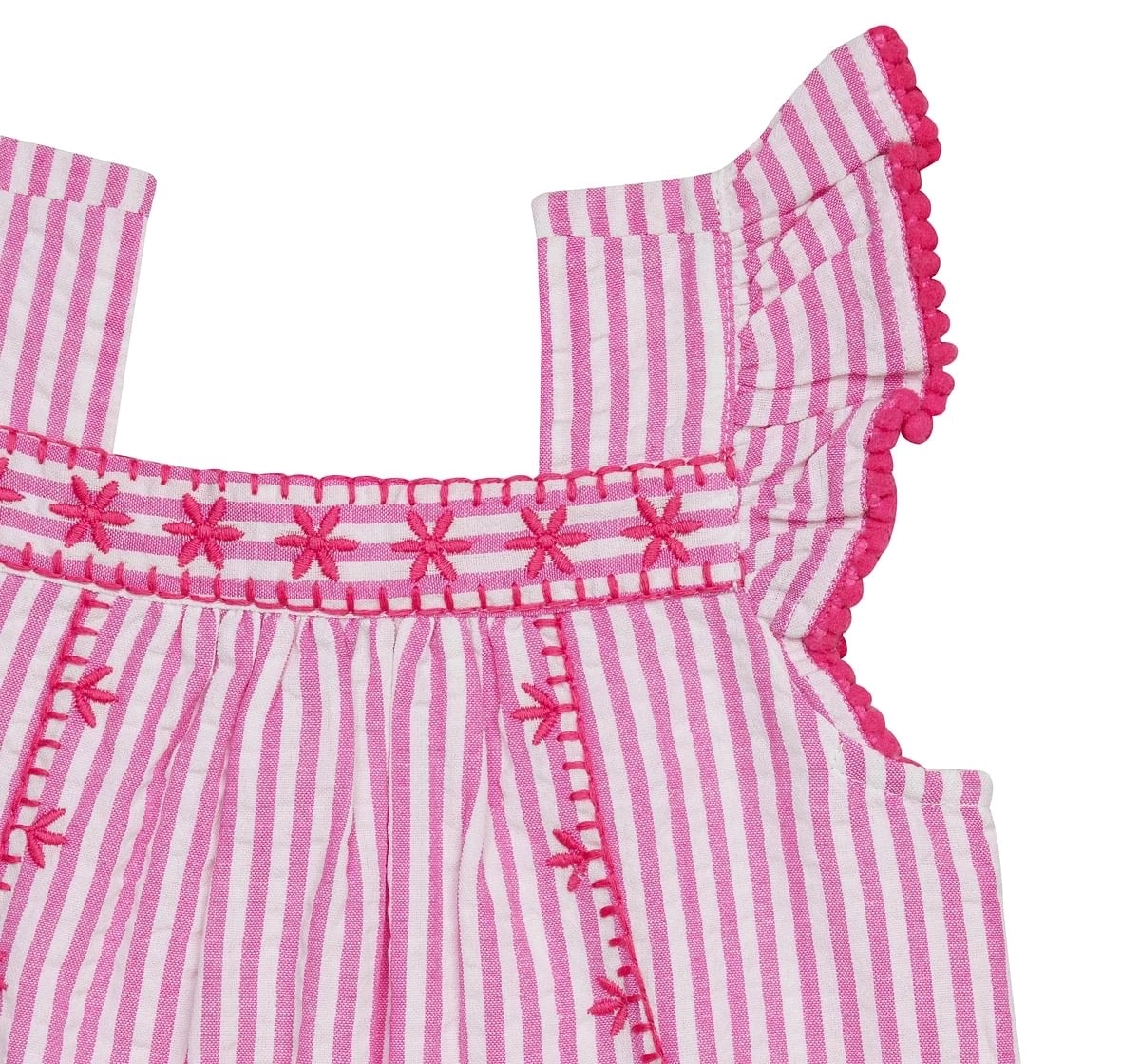 H by Hamleys Girls Short Sleeves Dress Striped-Multicolor