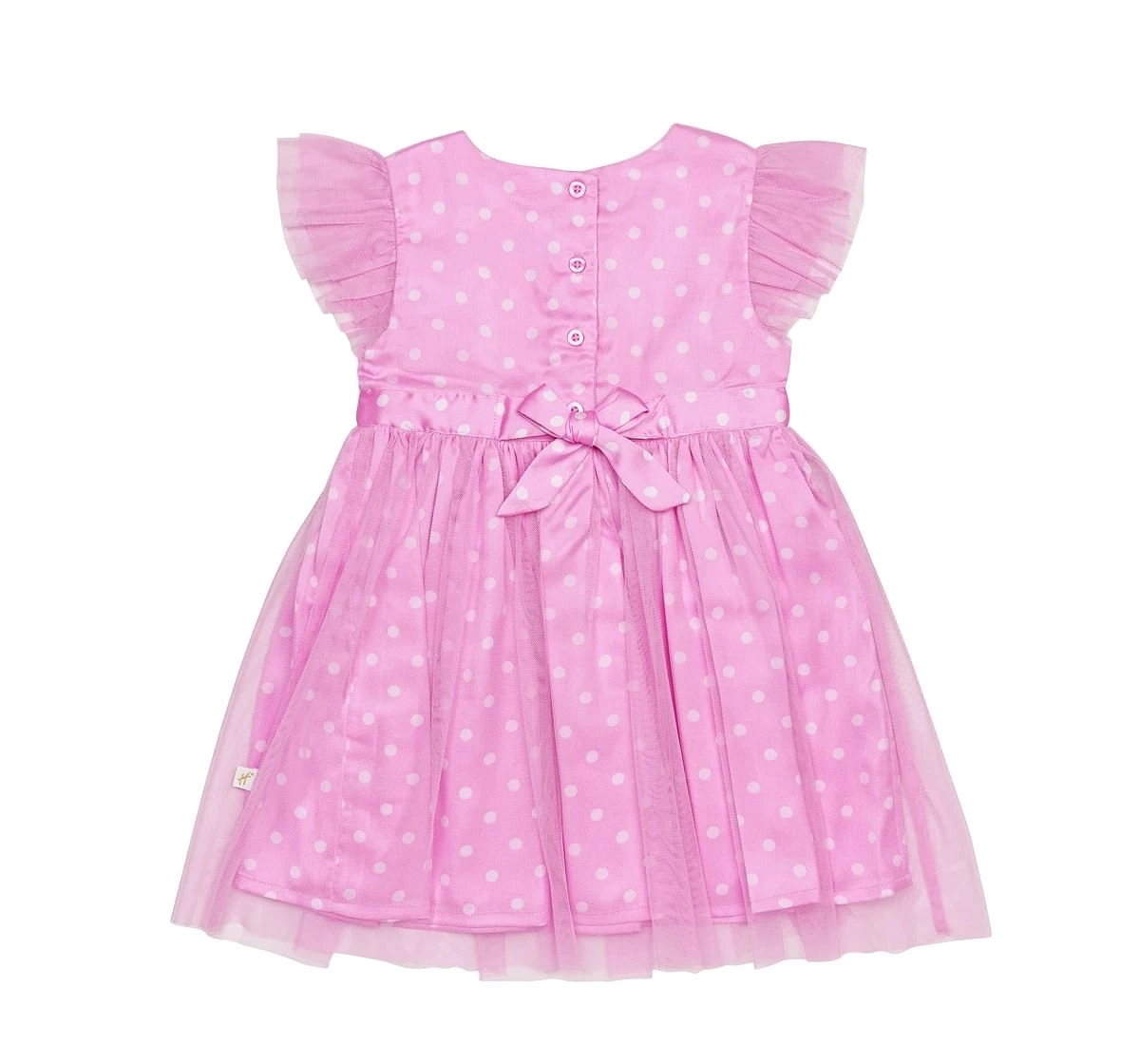 H by Hamleys Girls Short Sleeves Partywear Dress Spot Print with Belt-Pink