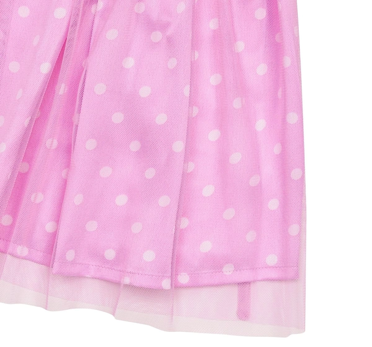 H by Hamleys Girls Short Sleeves Partywear Dress Spot Print with Belt-Pink