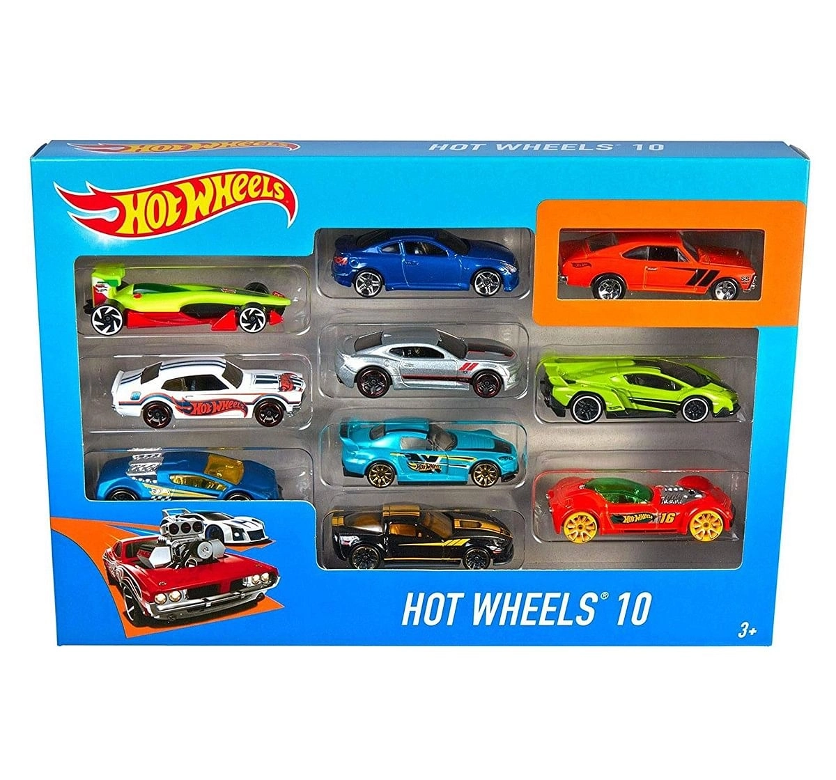 Hot Wheels Die Cast Cars Pack of 10 Vehicles for Kids age 3Y+, Assorted