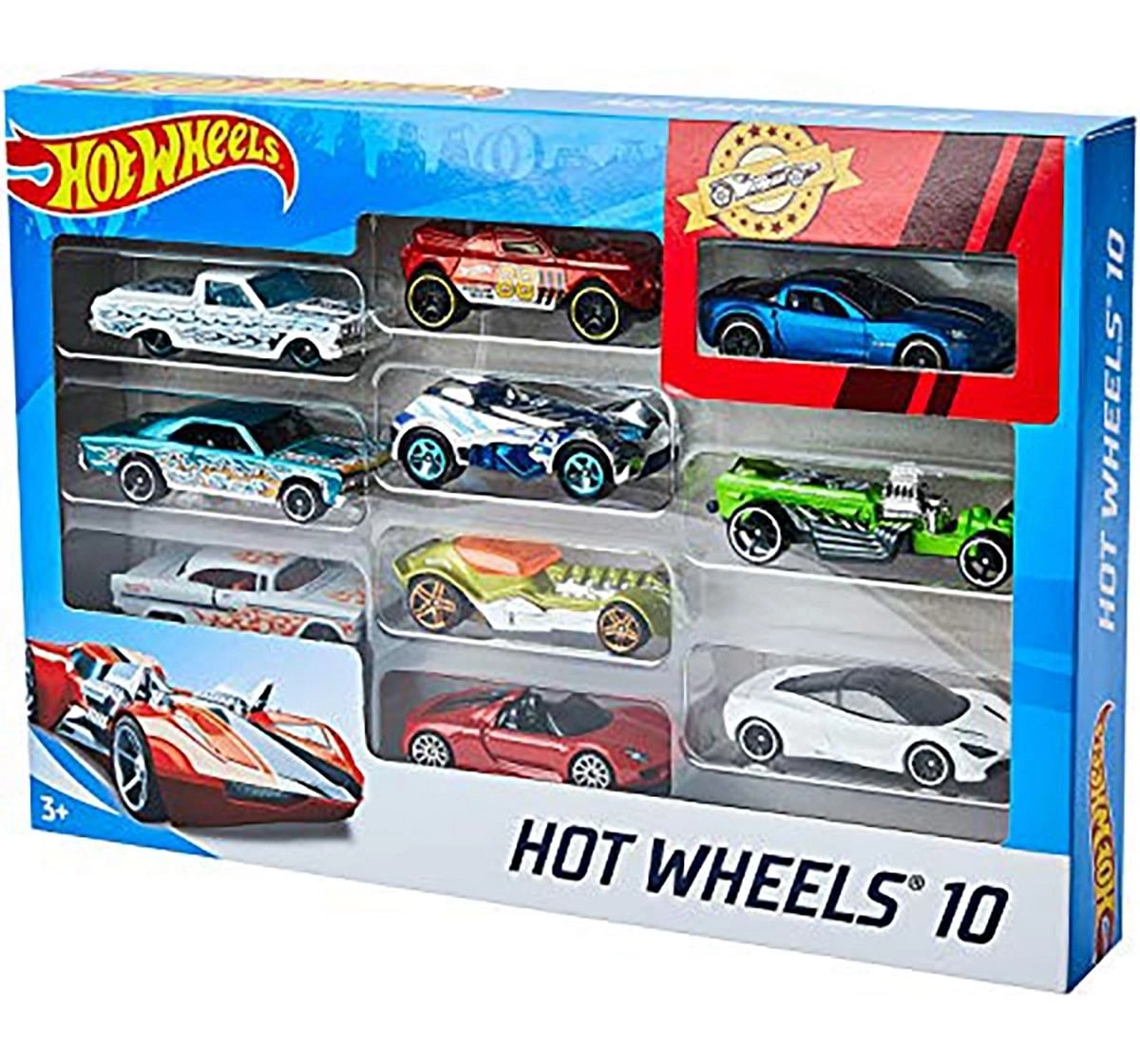 Hot Wheels Die Cast Cars Pack of 10 Vehicles for Kids age 3Y+, Assorted