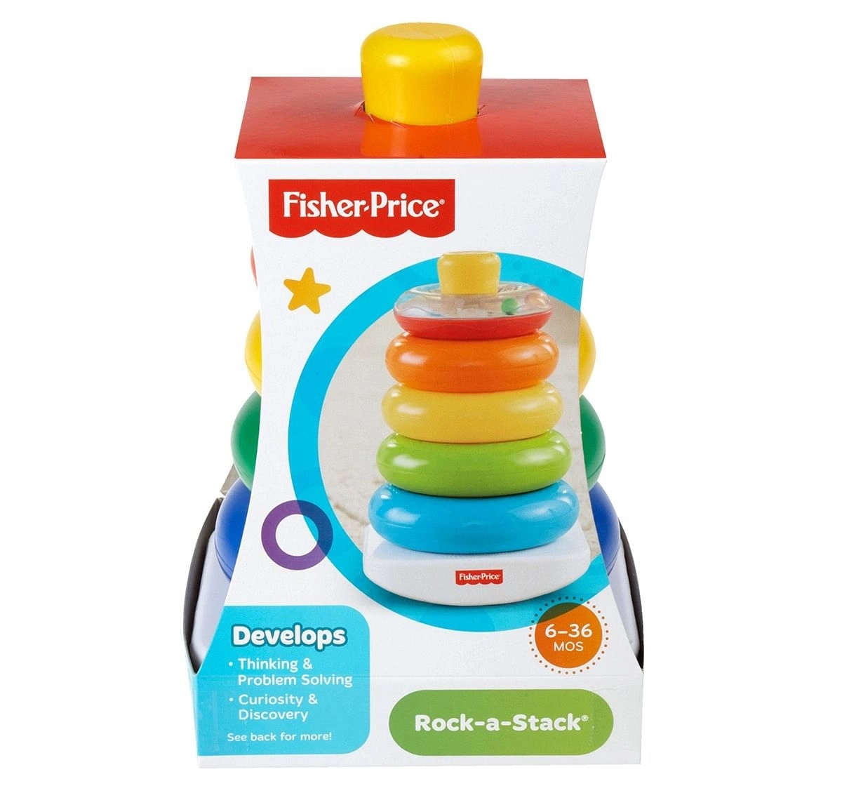 Fisher-Price Brilliant Basics Rock-a-Stack, Multicolor Activity Toys for Kids age 6M+