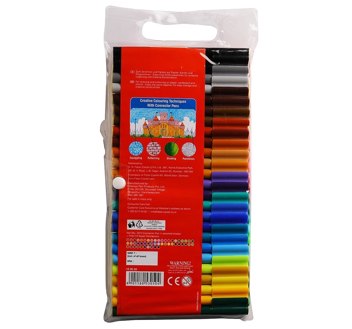 Faber-Castell Connector Pens Pack of 50 , 5Y+ (Assorted)
