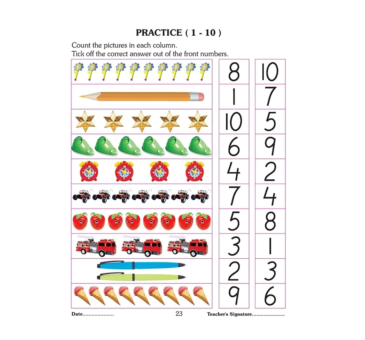 Dreamland Paper Back Number Writing Book 1 To 10 for kids 3Y+, Multicolour