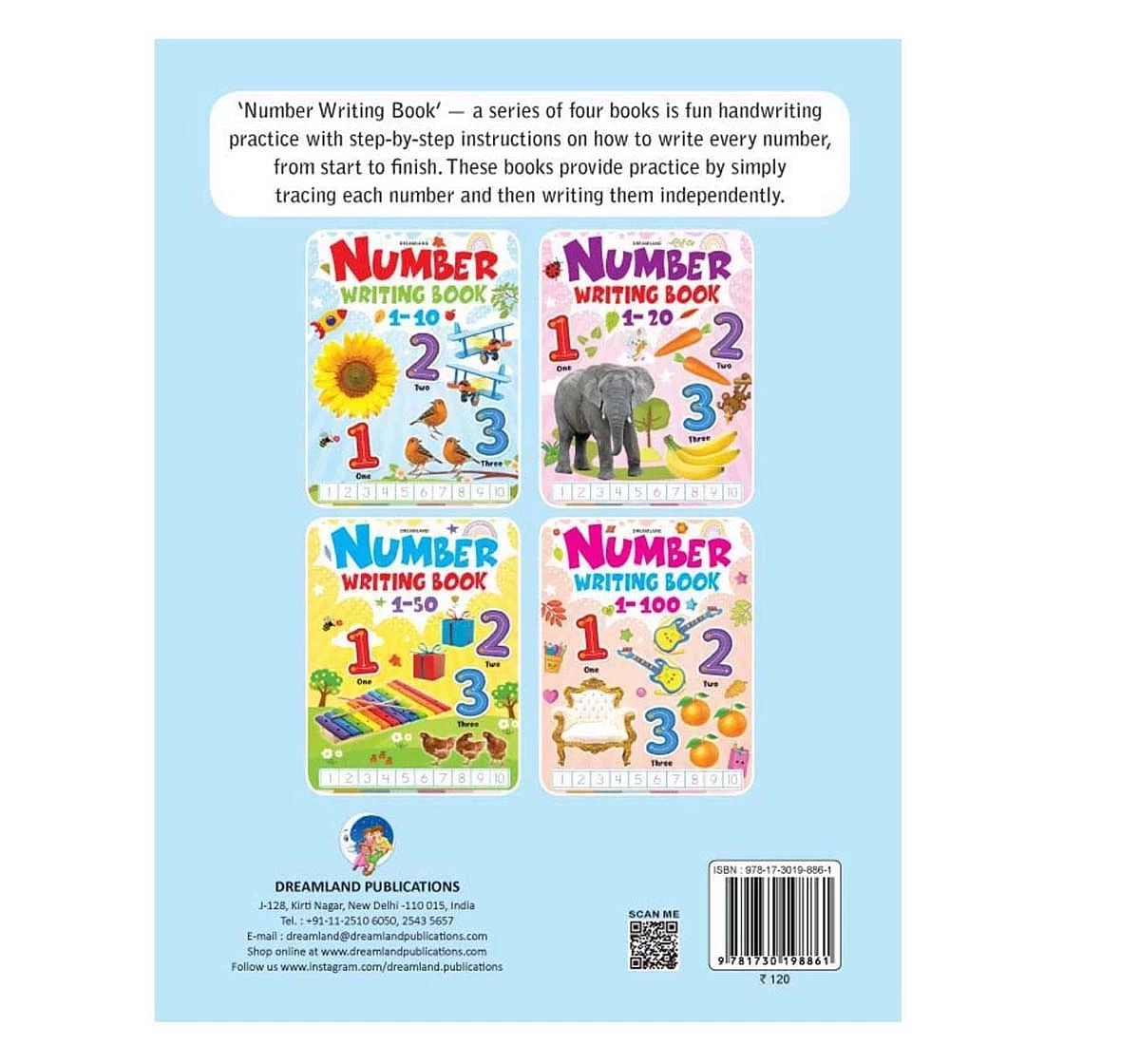 Dreamland Paper Back Number Writing Book 1 To 10 for kids 3Y+, Multicolour