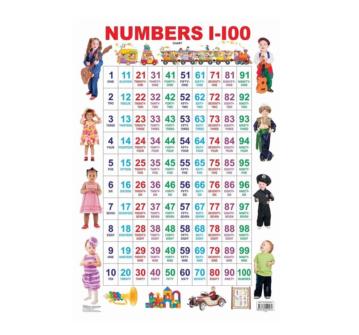 Dreamland Chart Numbers 1 To 100 Book for kids 3Y+, Multicolour