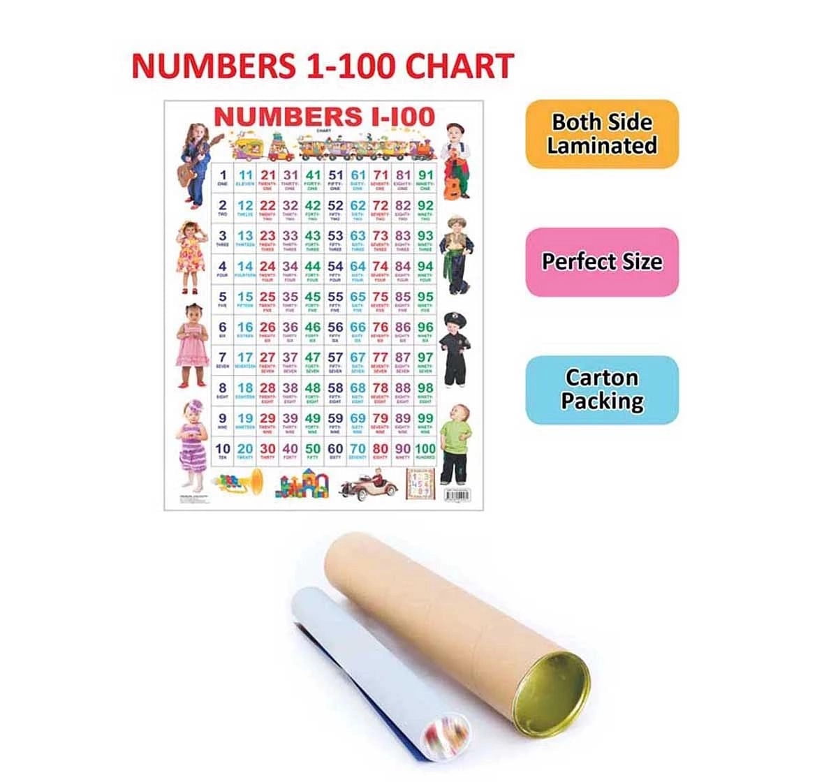 Dreamland Chart Numbers 1 To 100 Book for kids 3Y+, Multicolour