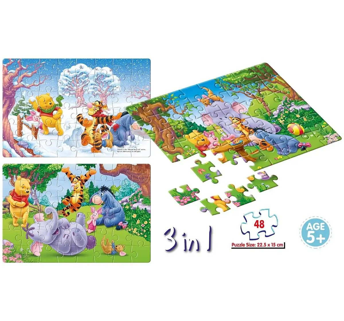 Frank Winnie The Pooh 3 In 1 Puzzle Puzzles for Kids Age 5Y+