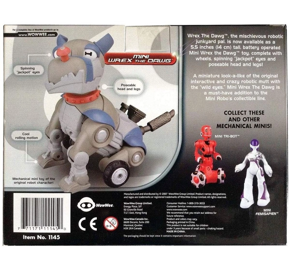 Wowwee Mini Wrex Robot The Dawg Robotics for Kids age 4Y+ (Grey)