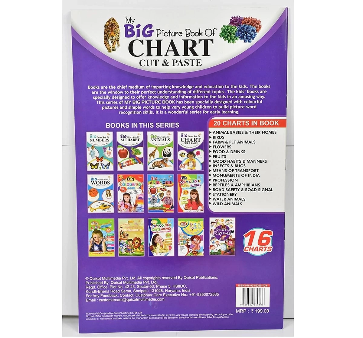 Quixot My Big Picture Book Of Charts Cut & Paste Multicolor 3Y+