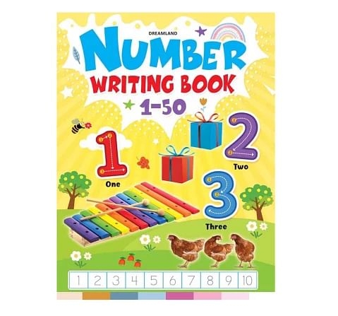 Dreamland Paper Back Number Writing Book 1 To 50 for kids 3Y+, Multicolour