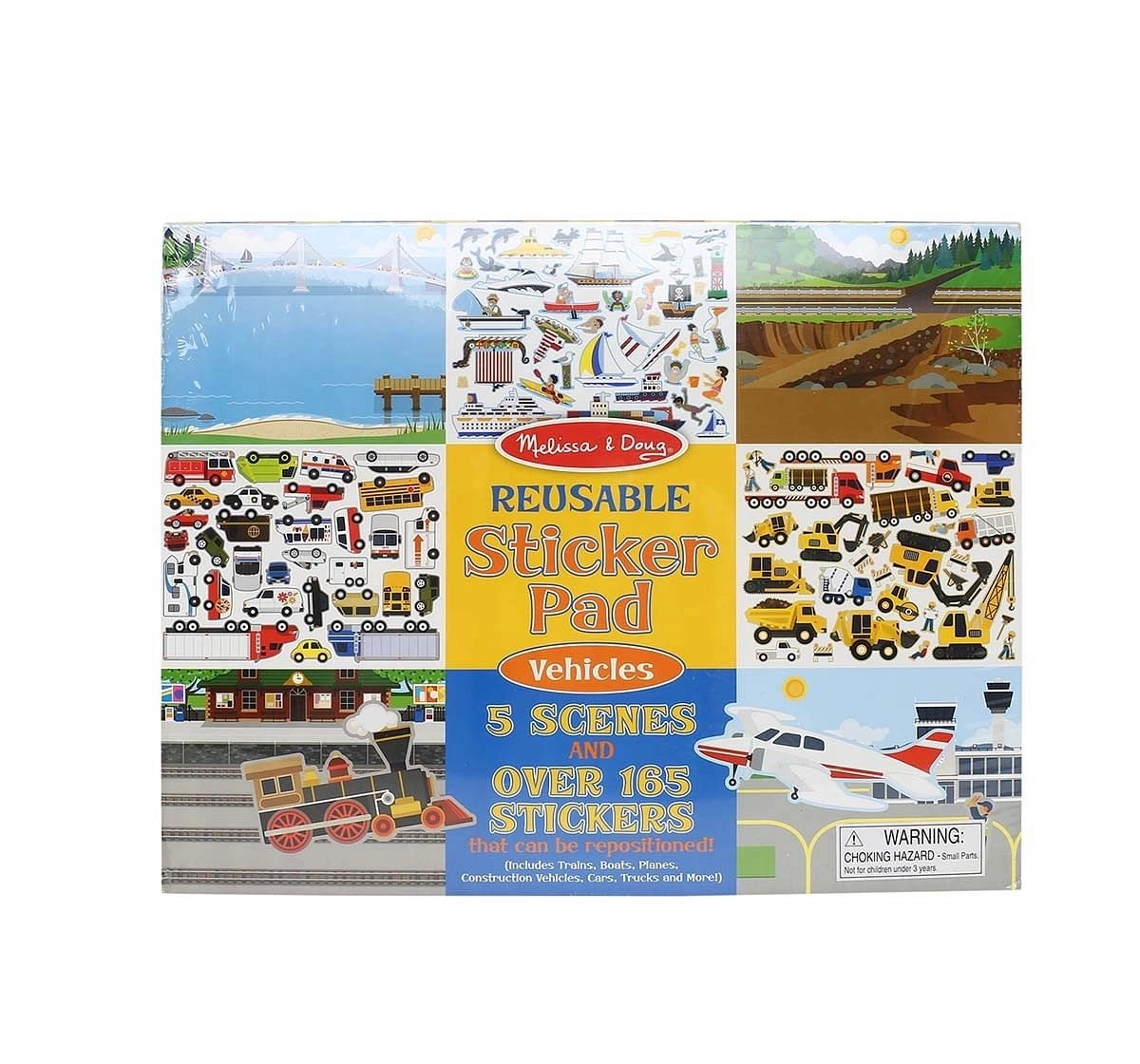 Melissa & Doug Vehicles Reusable Sticker Pad (Extra Large Sticker Activity Pad, Removable Backgrounds, 165+ Stickers) DIY Art & Craft Kits for Kids age 3Y+ 