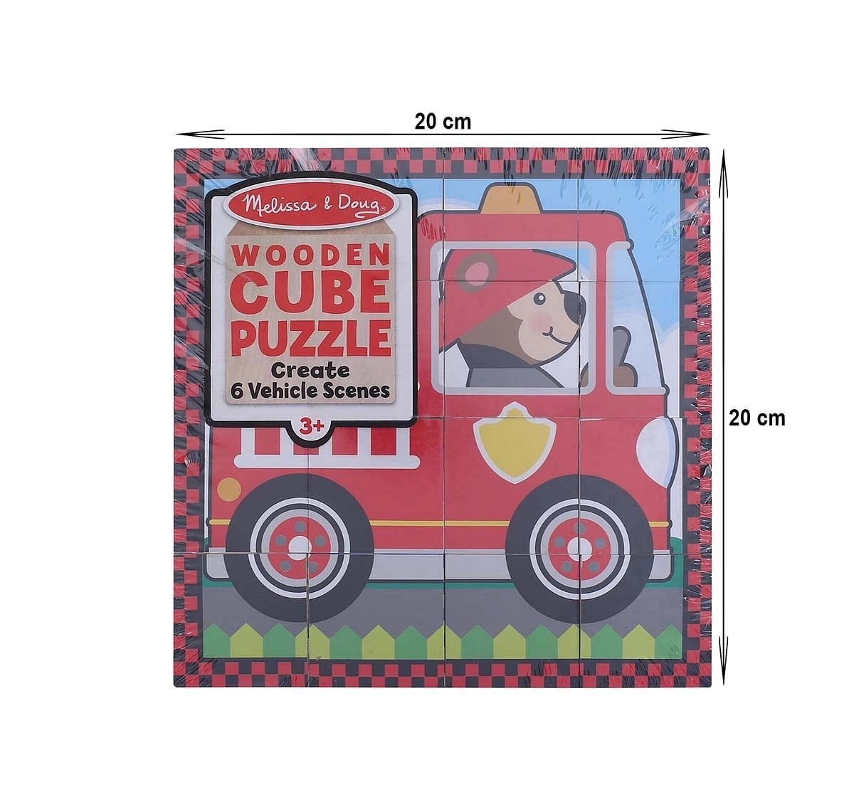 Melissa & Doug Vehicle Puzzle Cube, Multi Color Wooden Toys for Kids age 3Y+ 