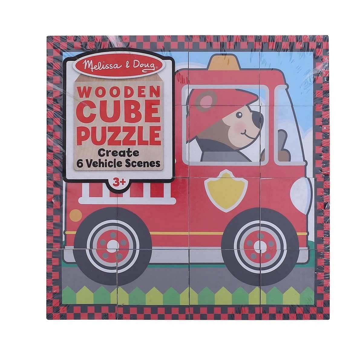Melissa & Doug Vehicle Puzzle Cube, Multi Color Wooden Toys for Kids age 3Y+ 