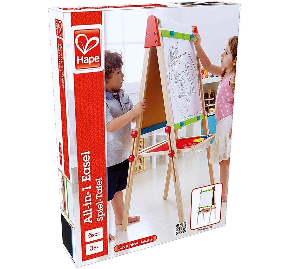 Hape Early Explorer All In 1 Easel - 6 Pieces Activity Table & Boards for Kids age 3Y+ 