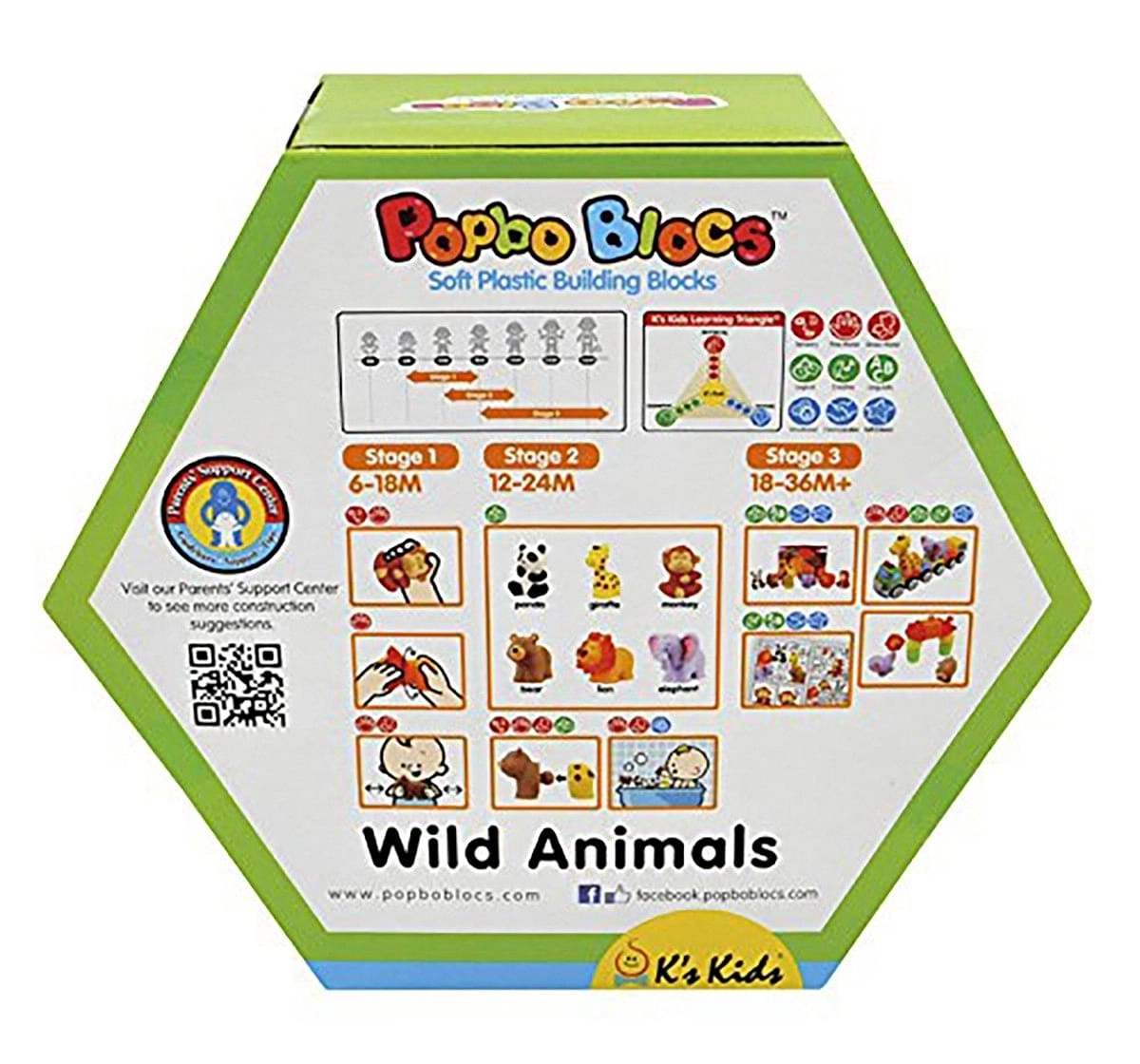 K'S Kids Popbo Blocks - Wild Animals Bath Toys & Accessories for Kids age 12M+ 