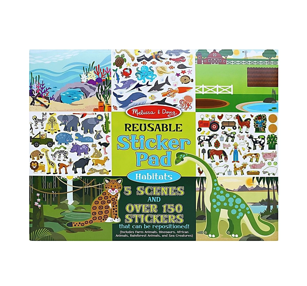 Melissa & Doug Reusable Sticker Pad-Habitats, Multi Color DIY Art & Craft Kits for Kids age 3Y+ 