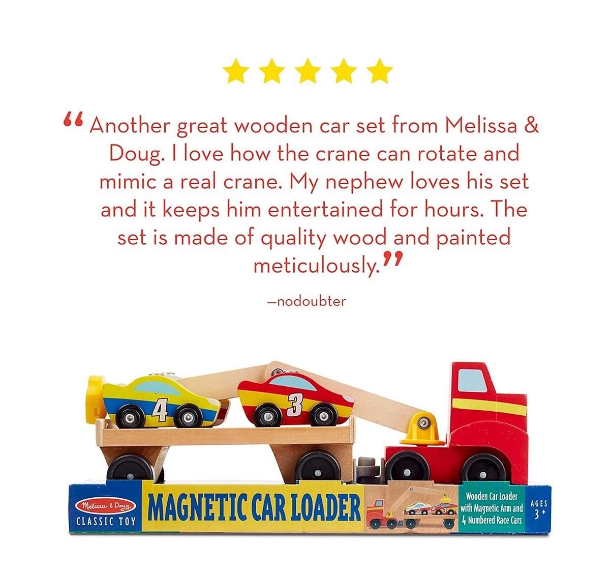 Melissa And Doug Magnetic Car Loader Wooden Toys for Kids Age 3Y+