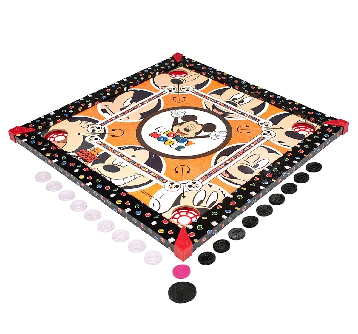 IToys Disney Mickey mouse carrom for kids (20X20), Assorted, Unisex, 4Y+(Multicolour)