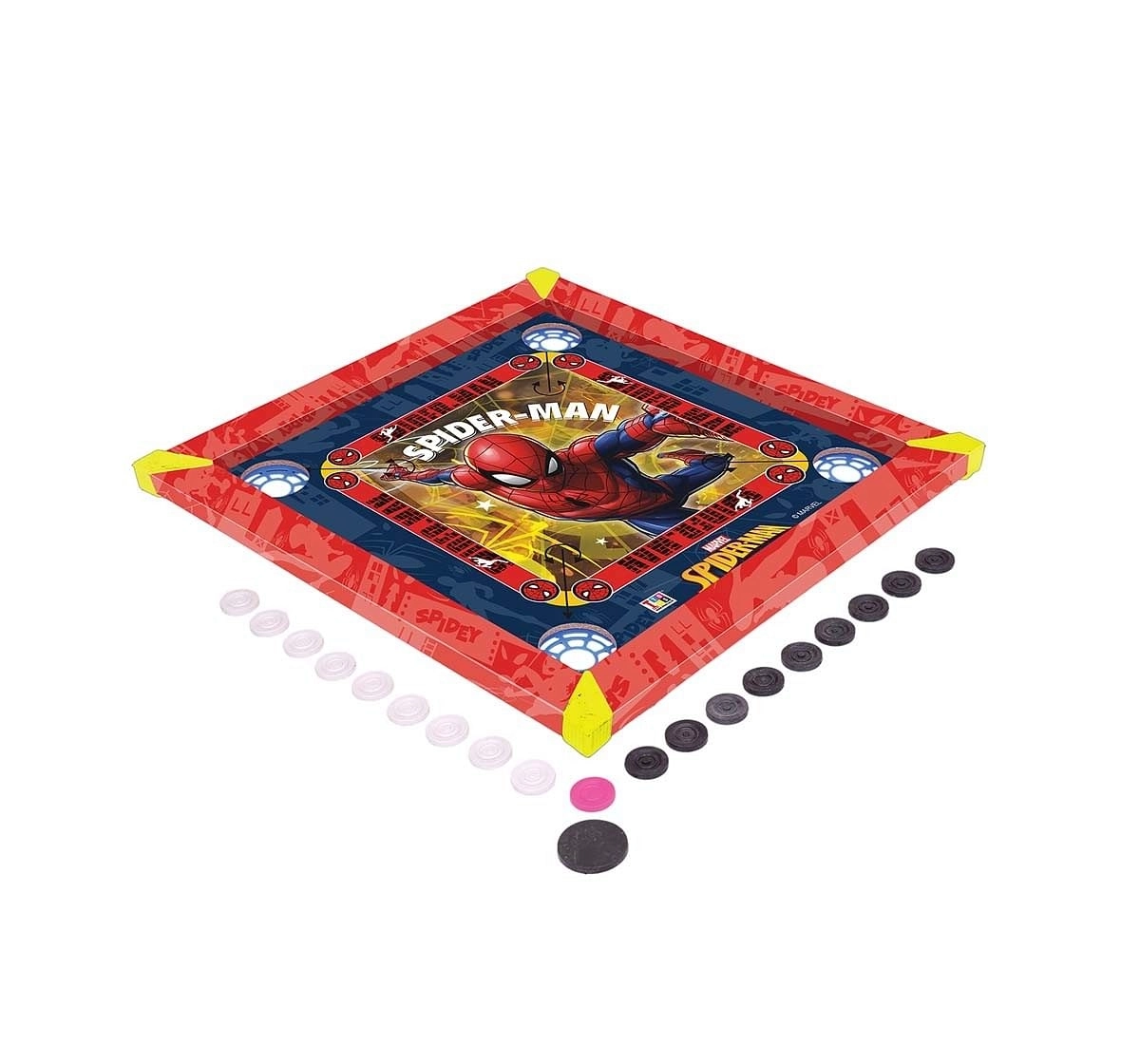 I Toys Marvel Spiderman Carrom Board with Carrom Coins Indoor Sports for Kids age 3Y+ 