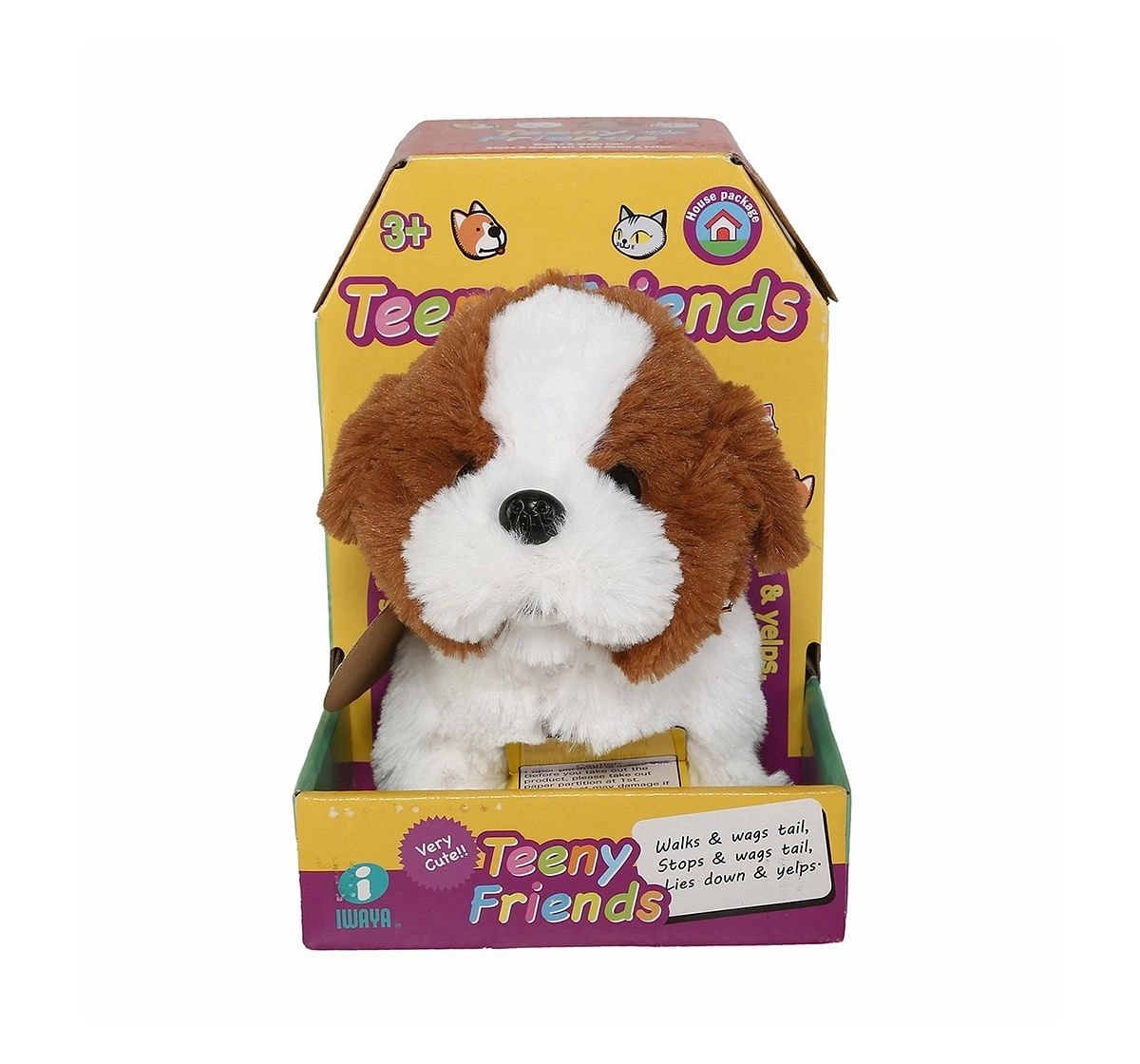 Rowan Baby Saint Bernard Interactive Plush Soft Dog for Kids age 3Y+ - 15 Cm (White And Brown) 