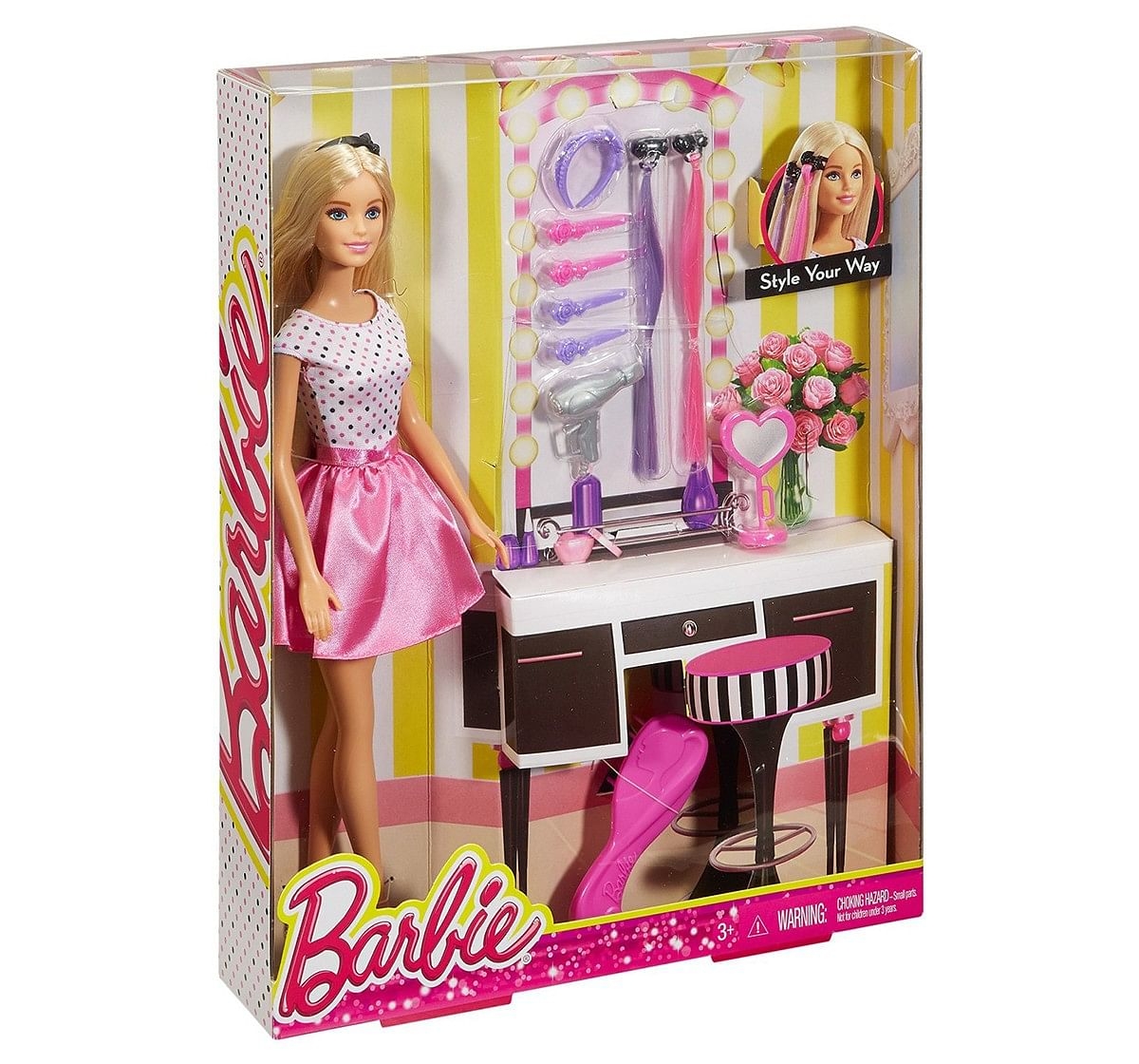 Barbie Doll With Hair Accessories Playset Dolls & Accessories for Kids age 3Y+ 