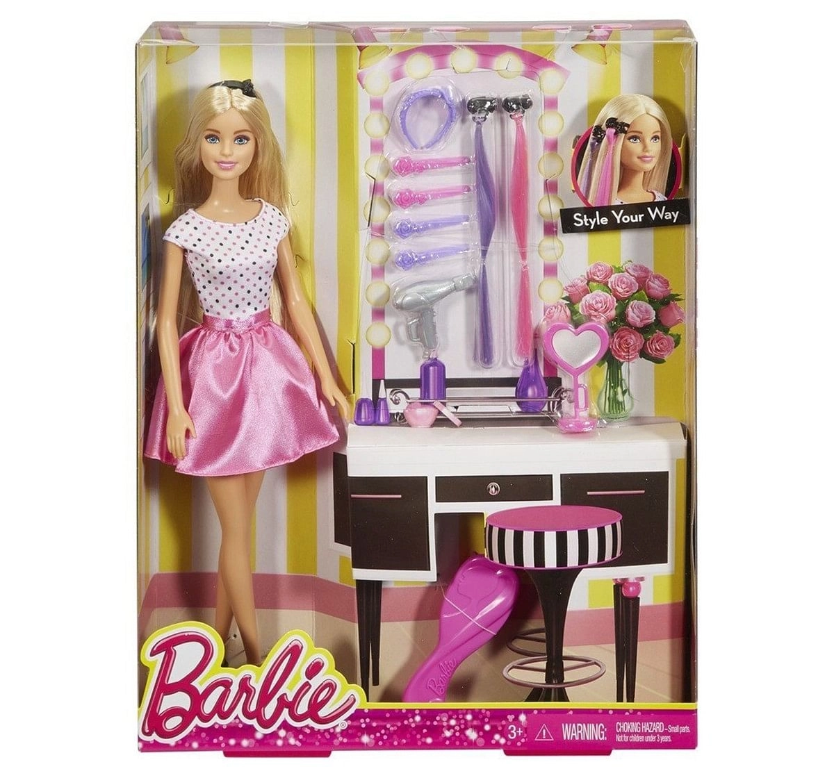 Barbie Doll With Hair Accessories Playset Dolls & Accessories for Kids age 3Y+ 