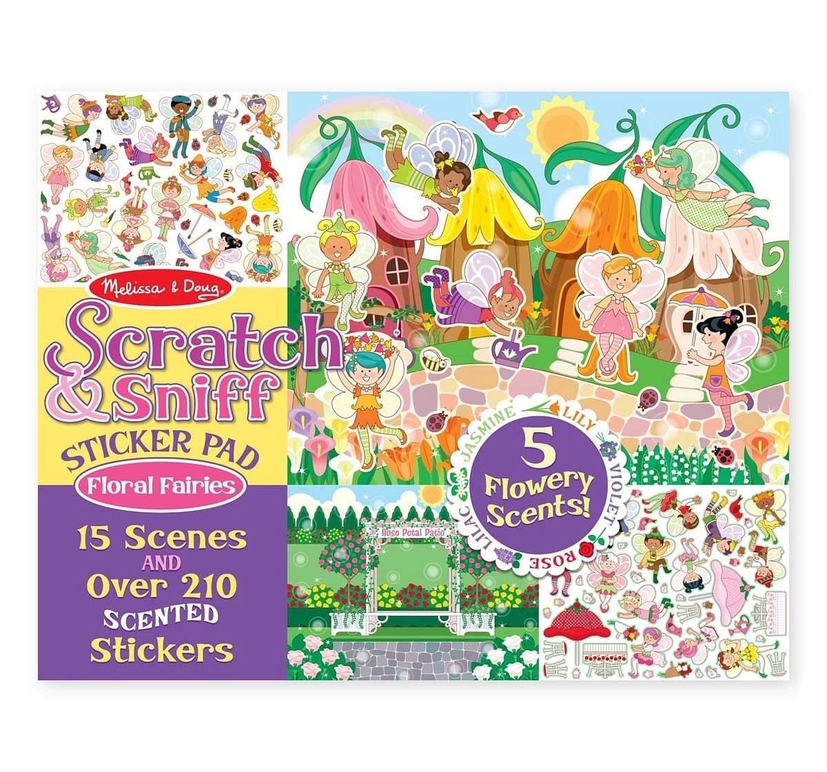 Melissa & Doug Scratch And Sniff Sticker Pad - Floral Fairies, Multi Color Diy Art & Craft Kits for Kids Age 3Y+