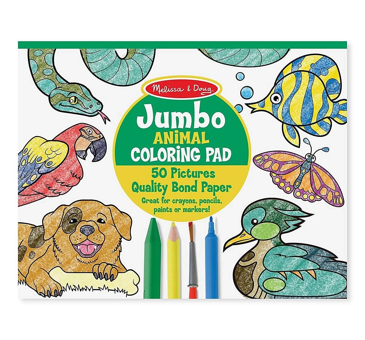 Melissa & Doug Jumbo Coloring Pad - Animals (50 Pictures, 11 X 14 Inches) DIY Art & Craft Kits for Kids age 3Y+ 