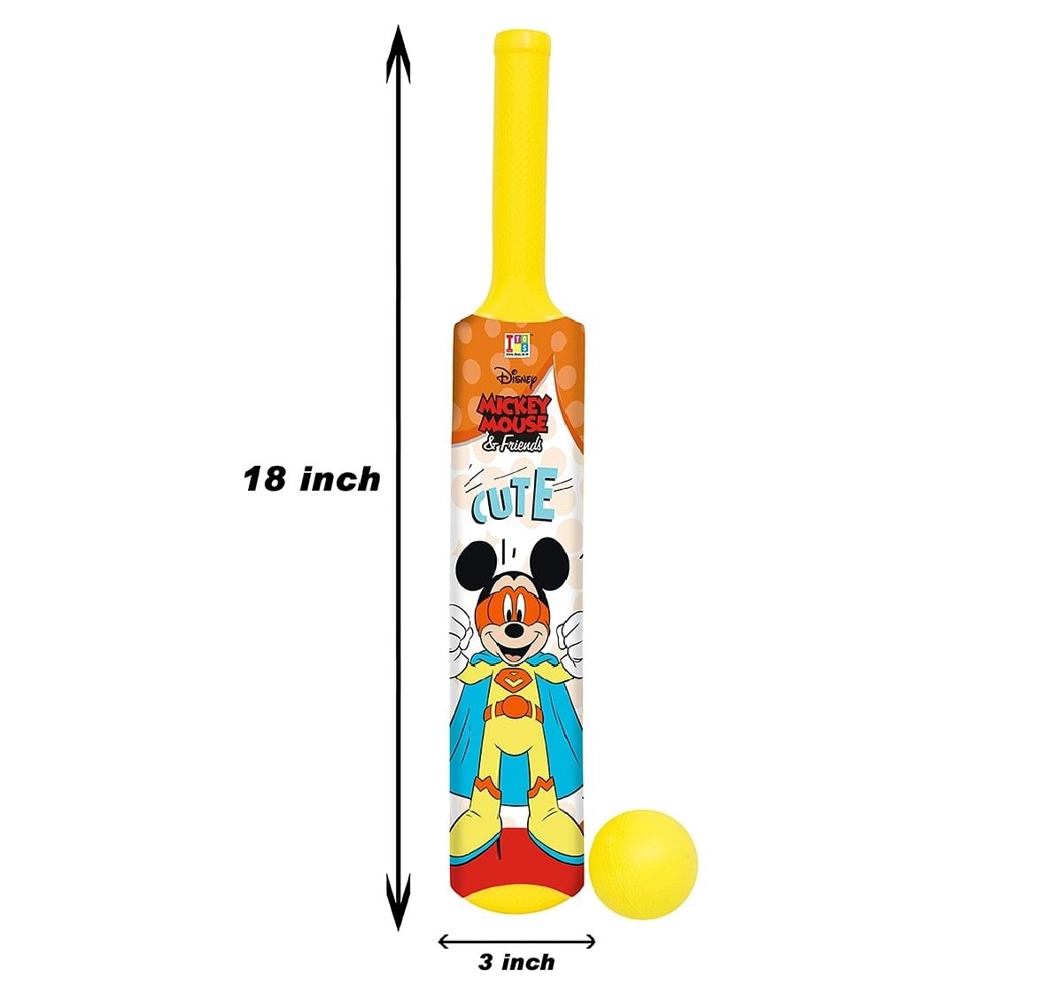 IToys Disney Mickey Mouse My first Bat & ball set for kids (Size.1),Assorted, Unisex, 3Y+(Multicolour)