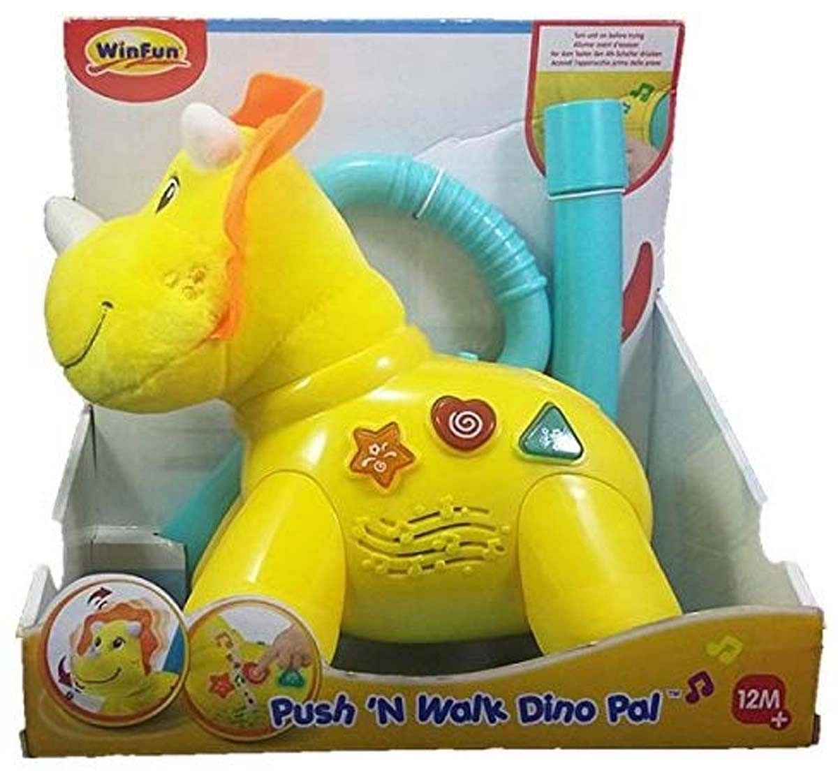 Winfun Push N Walk Dino Pal - Yellow Early Learner Toys for Kids age 12M+