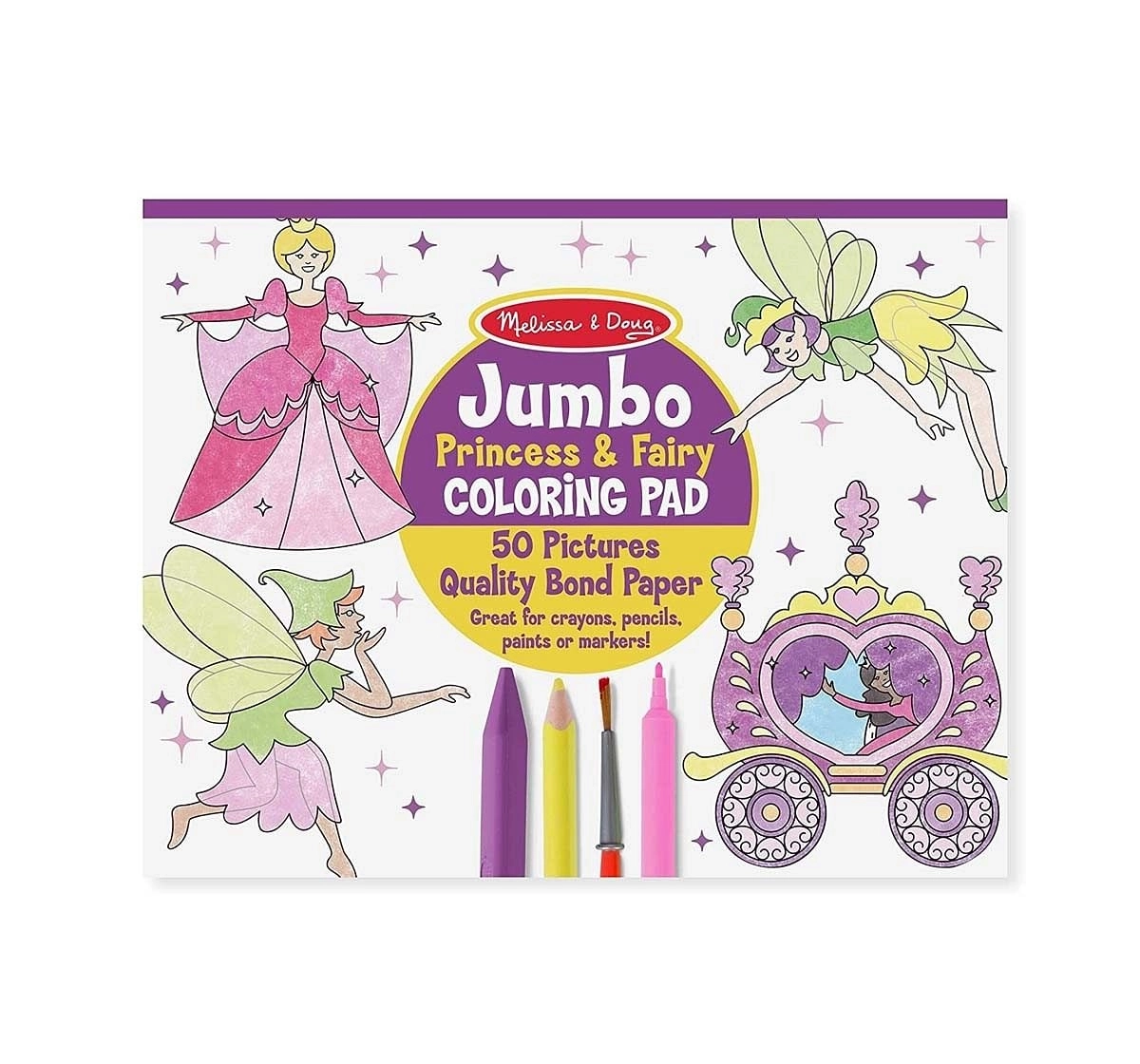 Melissa & Doug Princess & Fairy Jumbo Coloring Pad Diy Art & Craft Kits for Kids Age 3Y+