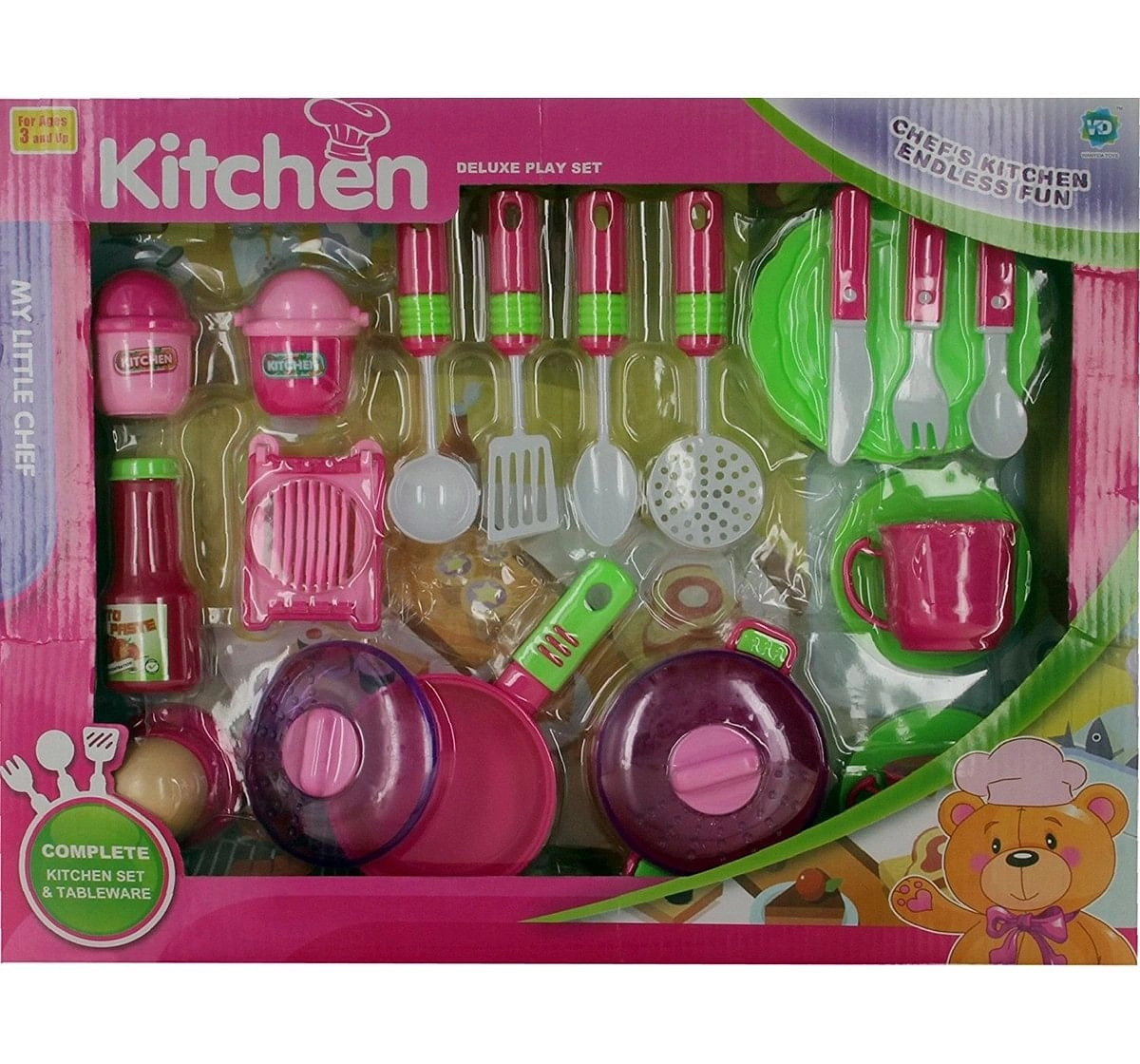Comdaq Kitchen Set with Crockery and Cutlery for age 3Y+ 