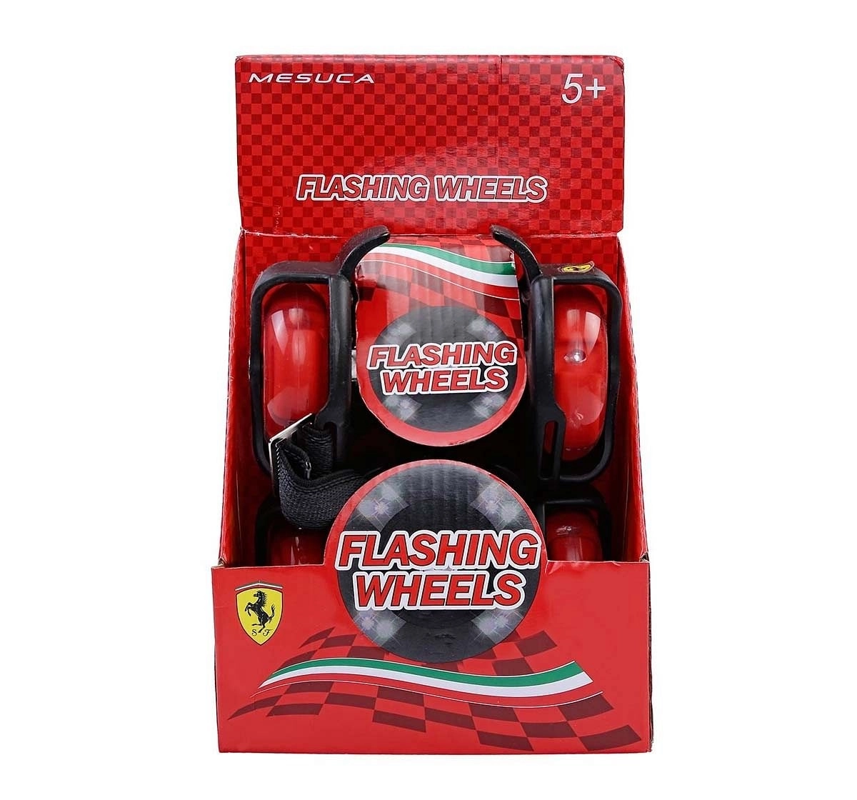 Ferrari Flashing Wheels Roller Skates and Skateboards for Kids age 5Y+ (Black)