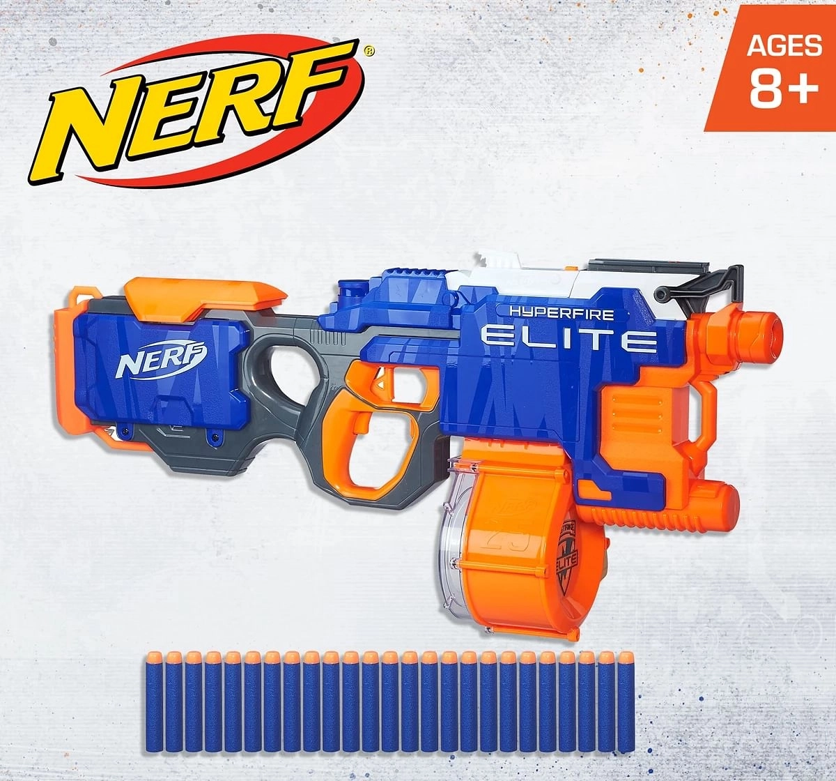 Nerf Hyper Fire Motorized Elite Blaster toy gun for kids 8Y+, Multicolour