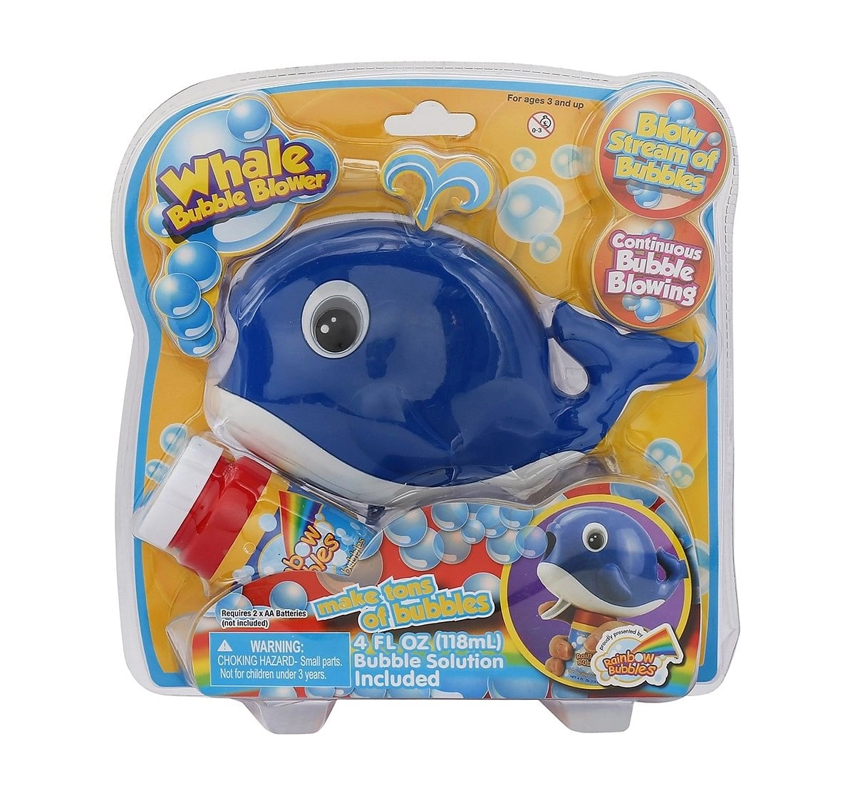 Rainbow Bubbles Whale Fish Bubble Blower Impulse Toys for Kids age 3Y+ (Blue)