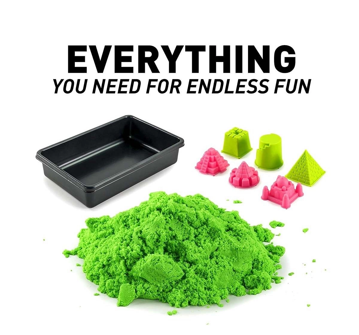 National Geographic Green Play Sand - 2 Lbs Of Sand with Castle Mould and Tray, Slime & Others for Kids age 3Y+ 