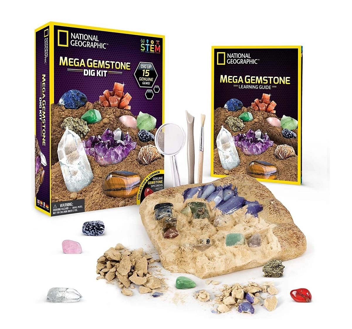 National Geographic Mega Gemstone Mine Dig Up 15 Gems Science Kits for Kids age 3Y+ 