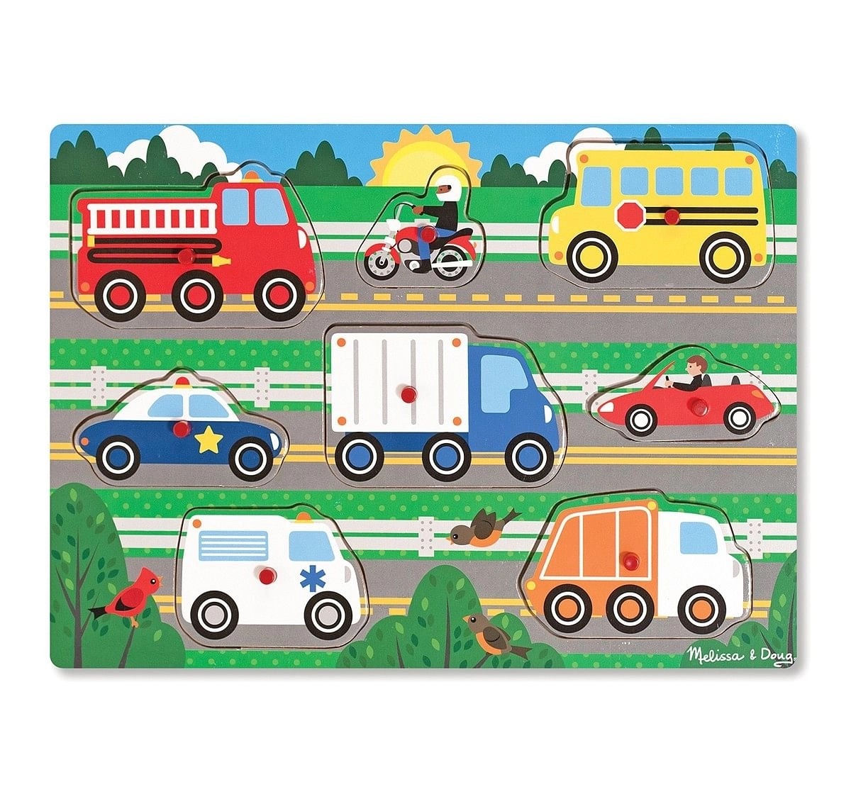 Melissa & Doug : Vehicles Peg Puzzle Early Learner Toys for Kids Age 3Y+