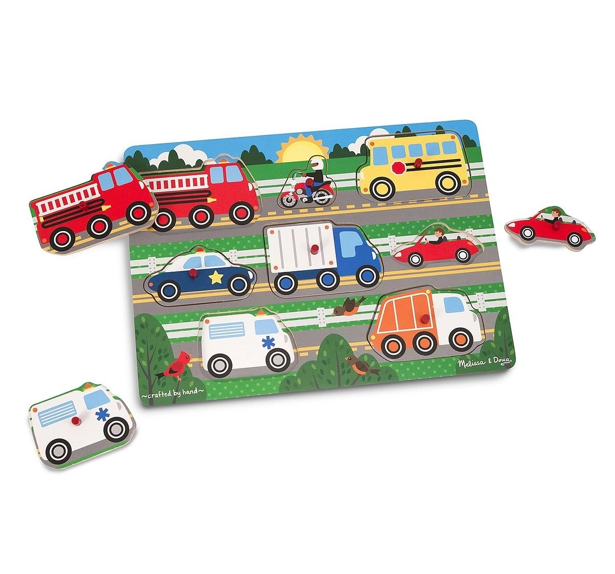 Melissa & Doug : Vehicles Peg Puzzle Early Learner Toys for Kids Age 3Y+