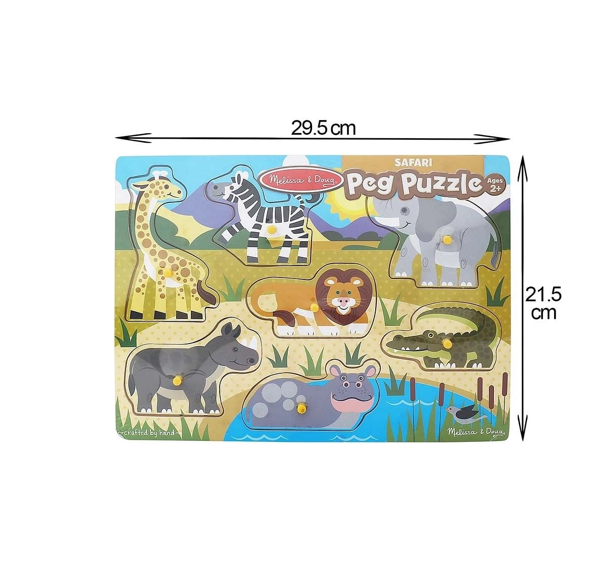 Melissa & Doug Safari Peg Puzzle (Colorful Animal Artwork, Extra-Thick Wooden Construction, 7 Pieces) Wooden Toys for Kids age 24M+ 