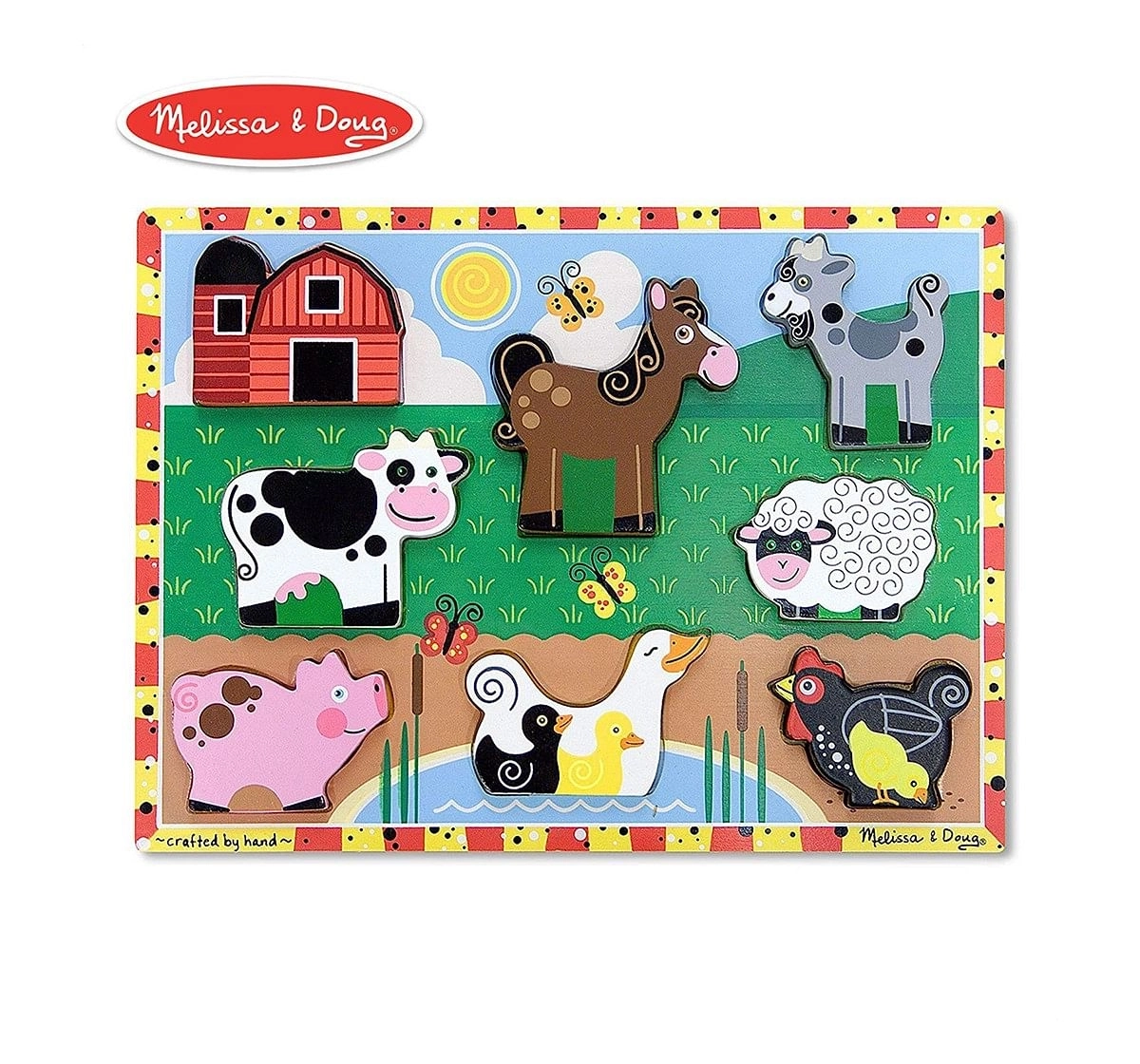 Melissa & Doug Farm Puzzle (Preschool, Chunky Wooden, Full-Color Pictures, 8 Pieces) Toys for Kids age 3Y+ 