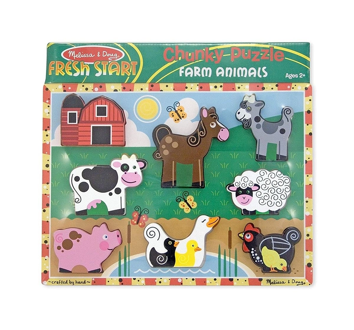 Melissa & Doug Farm Puzzle (Preschool, Chunky Wooden, Full-Color Pictures, 8 Pieces) Toys for Kids age 3Y+ 