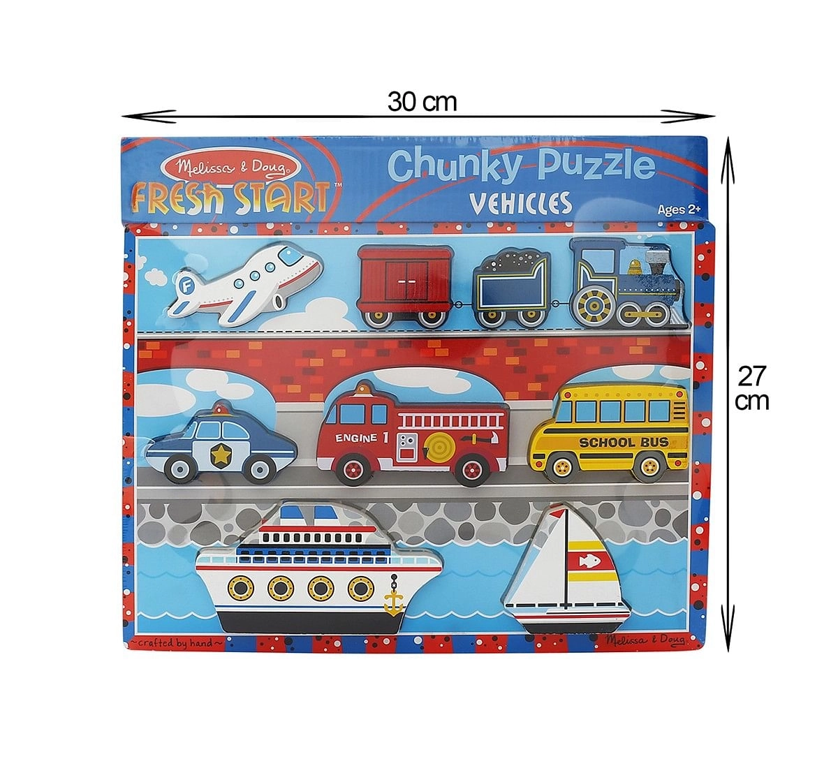 Melissa & Doug Vehicles Chunky Wooden Puzzle, Multi Color Toys for Kids age 24M+ 
