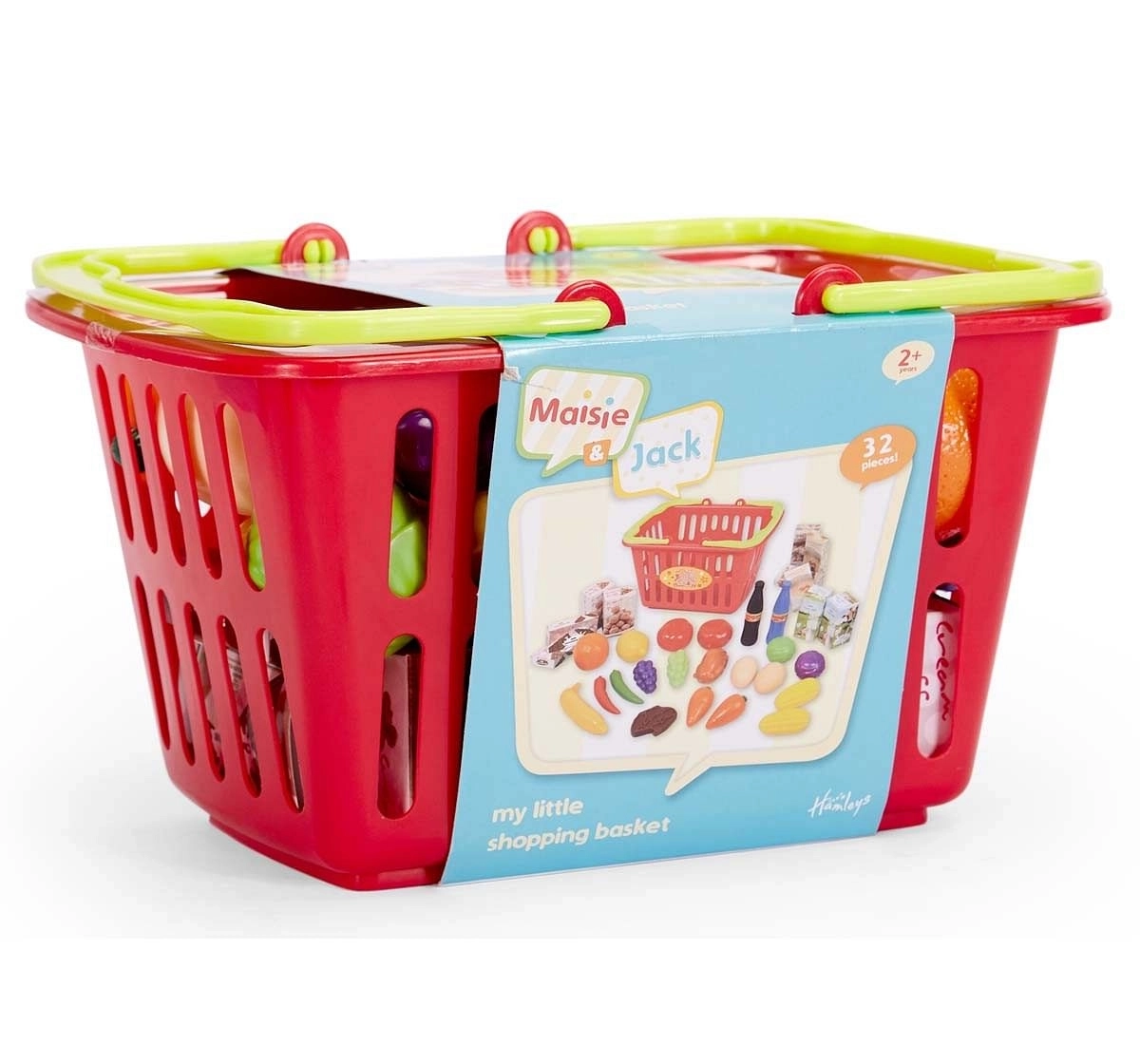 Hamleys Play Time My Shopping Basket - 32Pcs Supermarket & Food Playsets for Kids age 2Y+ 
