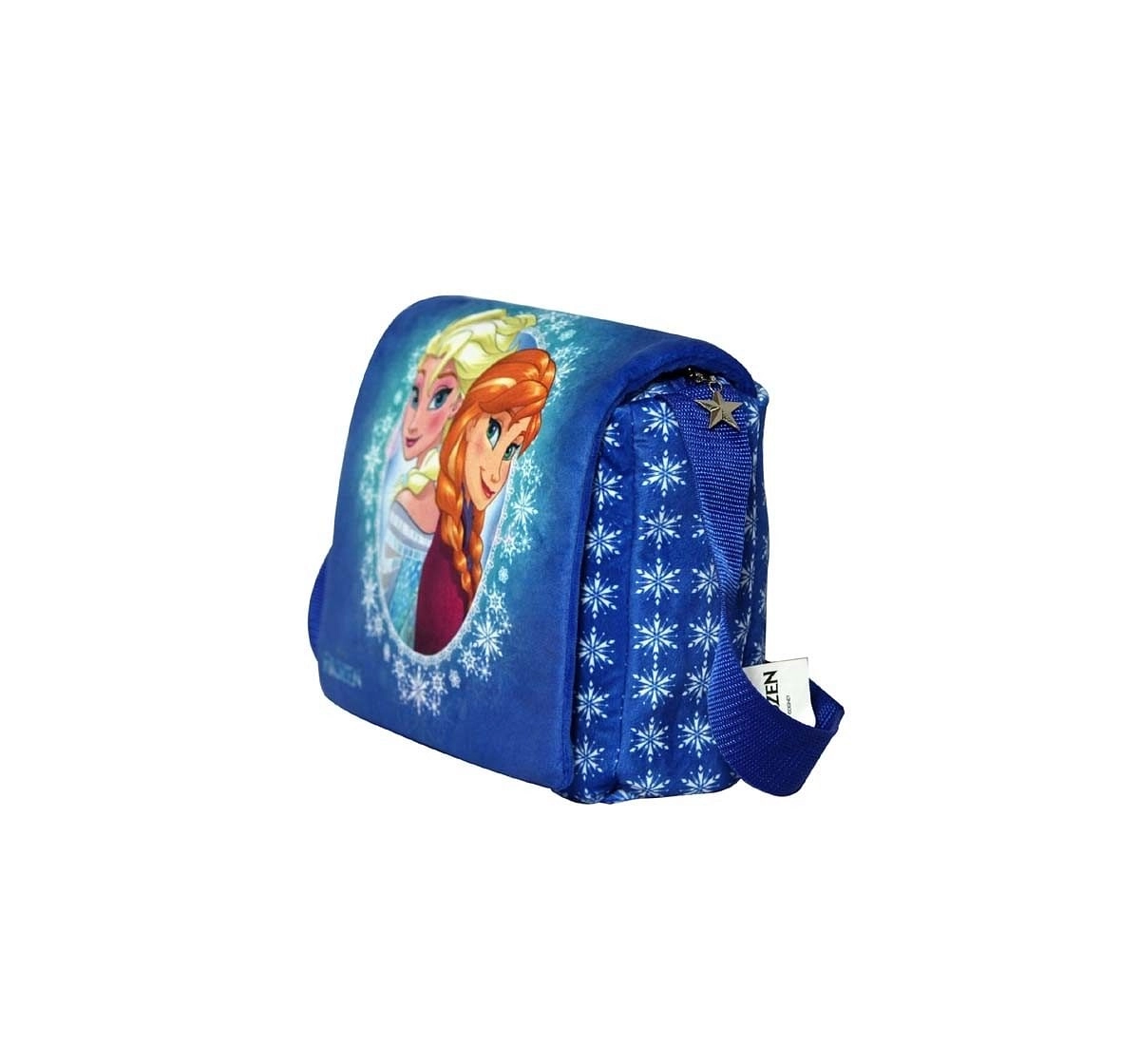 Marvel Blue Happiness Zipper Closure Frozen Princess Printed Sling Bag with Accessories for Kids age 12M+