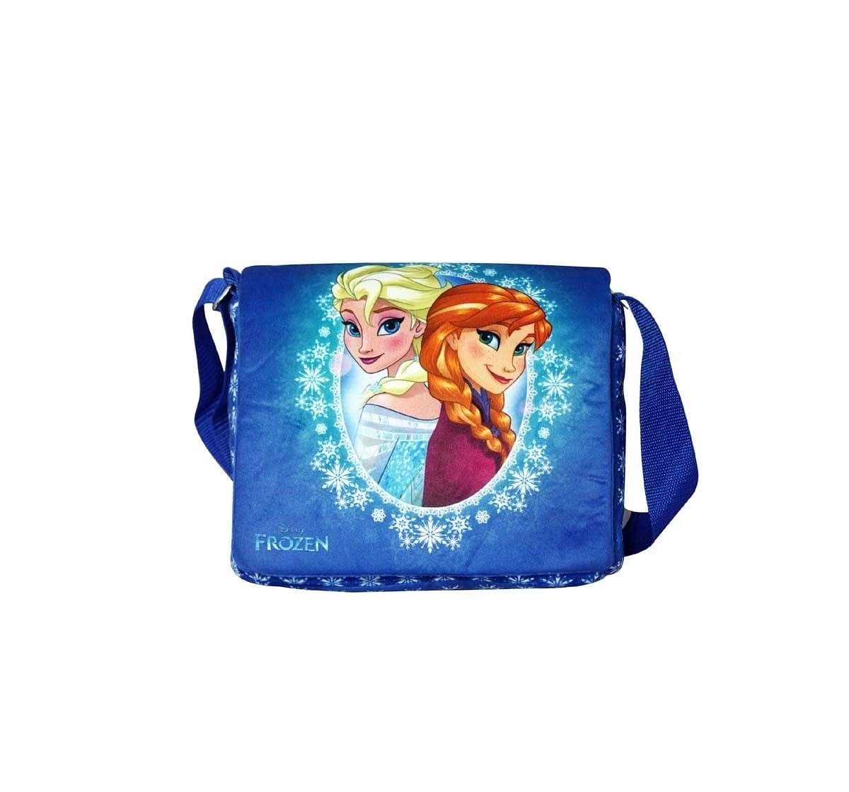 Marvel Blue Happiness Zipper Closure Frozen Princess Printed Sling Bag with Accessories for Kids age 12M+